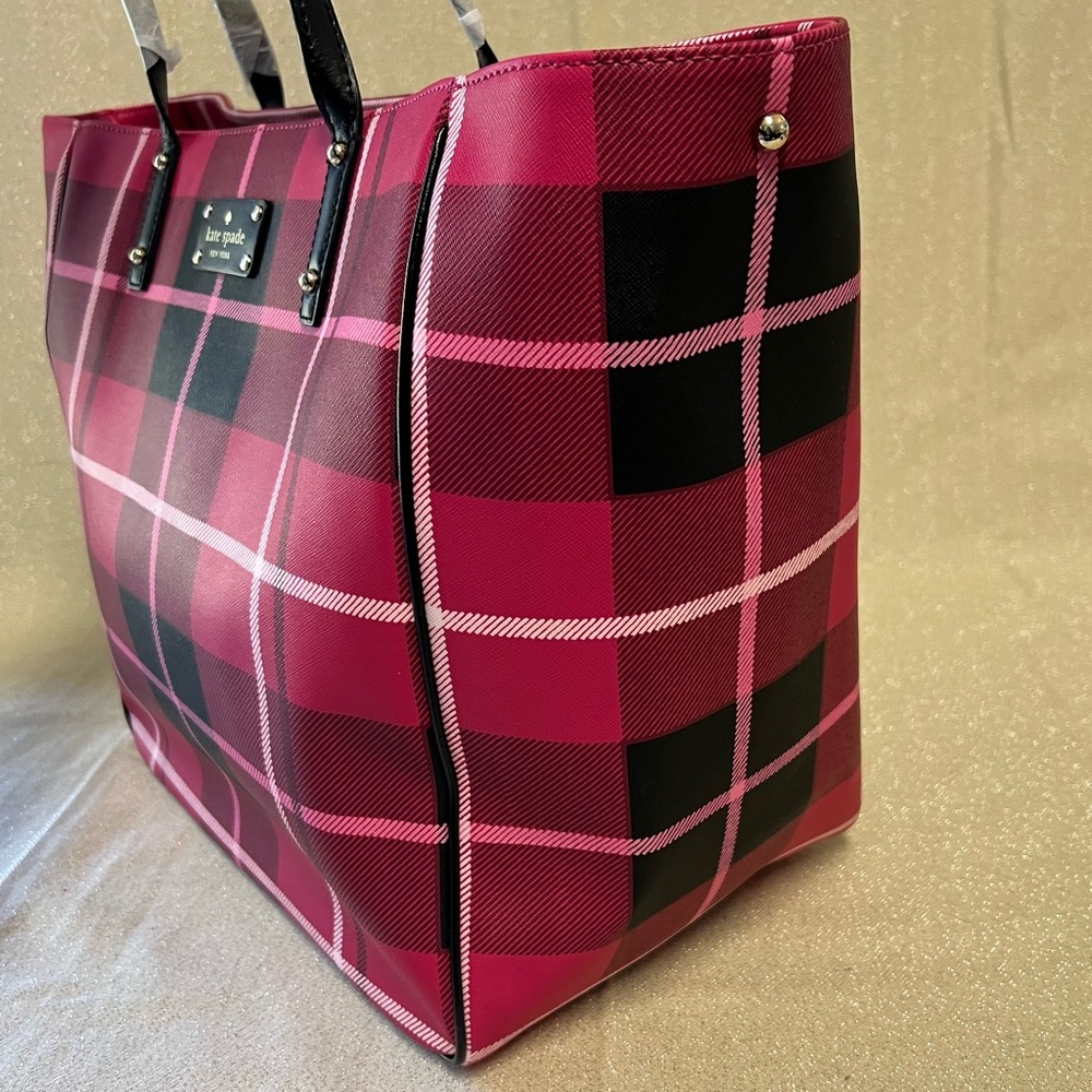 Kate Spade Pink Plaid Tote - Picture 4 of 16